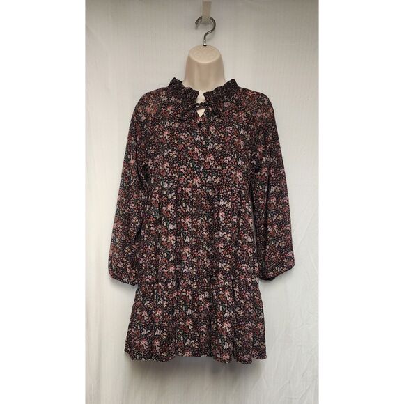 American Eagle Floral Dress Babydoll Long Leeve Dress Small Button Down Size XS - Picture 2 of 8